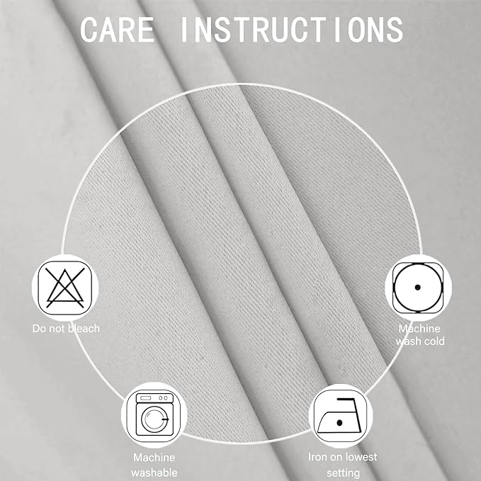 LEMOMO Blackout Curtains 52 x 90 Inch Long Light Grey Curtains Set of 2 Panels - Image 4
