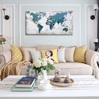 Teal Decor World Map Canvas Art Pictures - Image 5