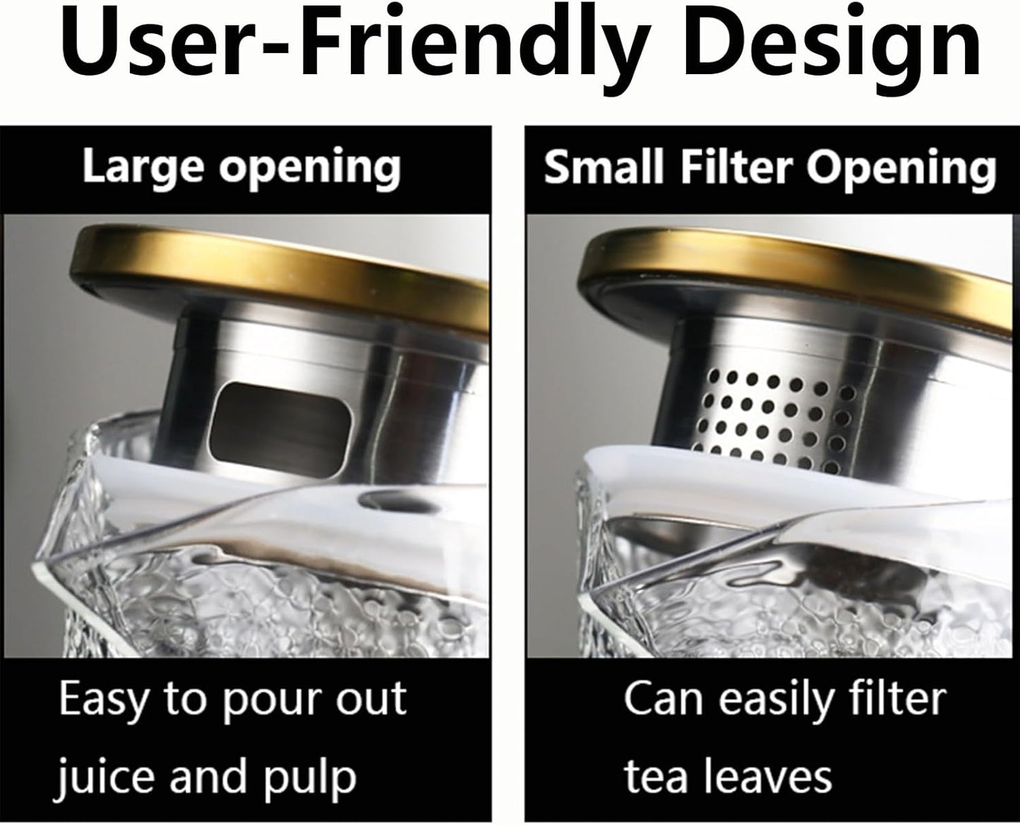 Xrrxy 2L/68oz Water Pitcher Glass Pitcher with Lid and Handle, Heat/Cold Resistant Borosilicate Glass Water Carafe for Coffee, Lemonade, Iced Tea,Beverage, Water Glass Jug