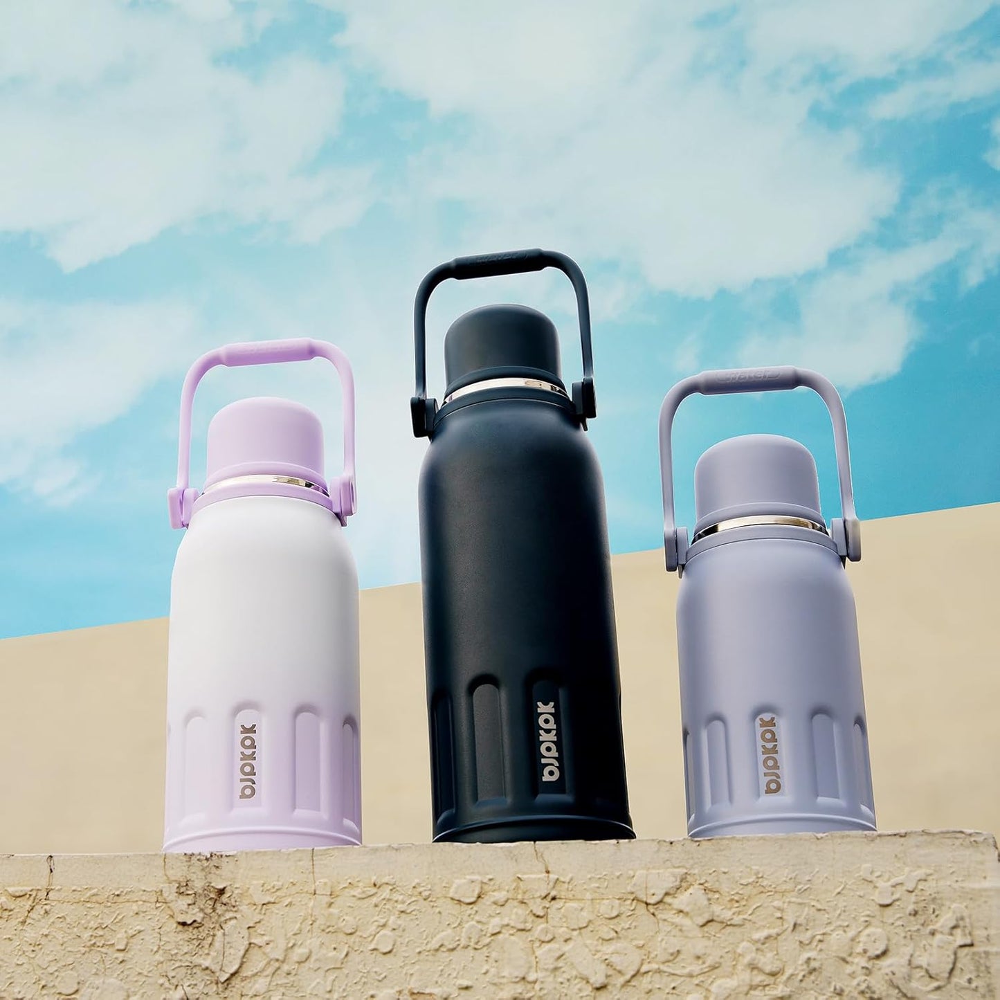 BJPKPK Insulated Thermos Water Bottle with Handle and Lid 40oz Stainless Steel Water Bottles for Cold and Hot Beverages,TealBlack