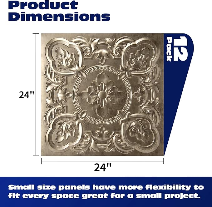 Art3dwallpanels 12 Pack Drop Ceiling Tiles, 24 x 24 Inch High Grade PVC 3D Wall - Image 2