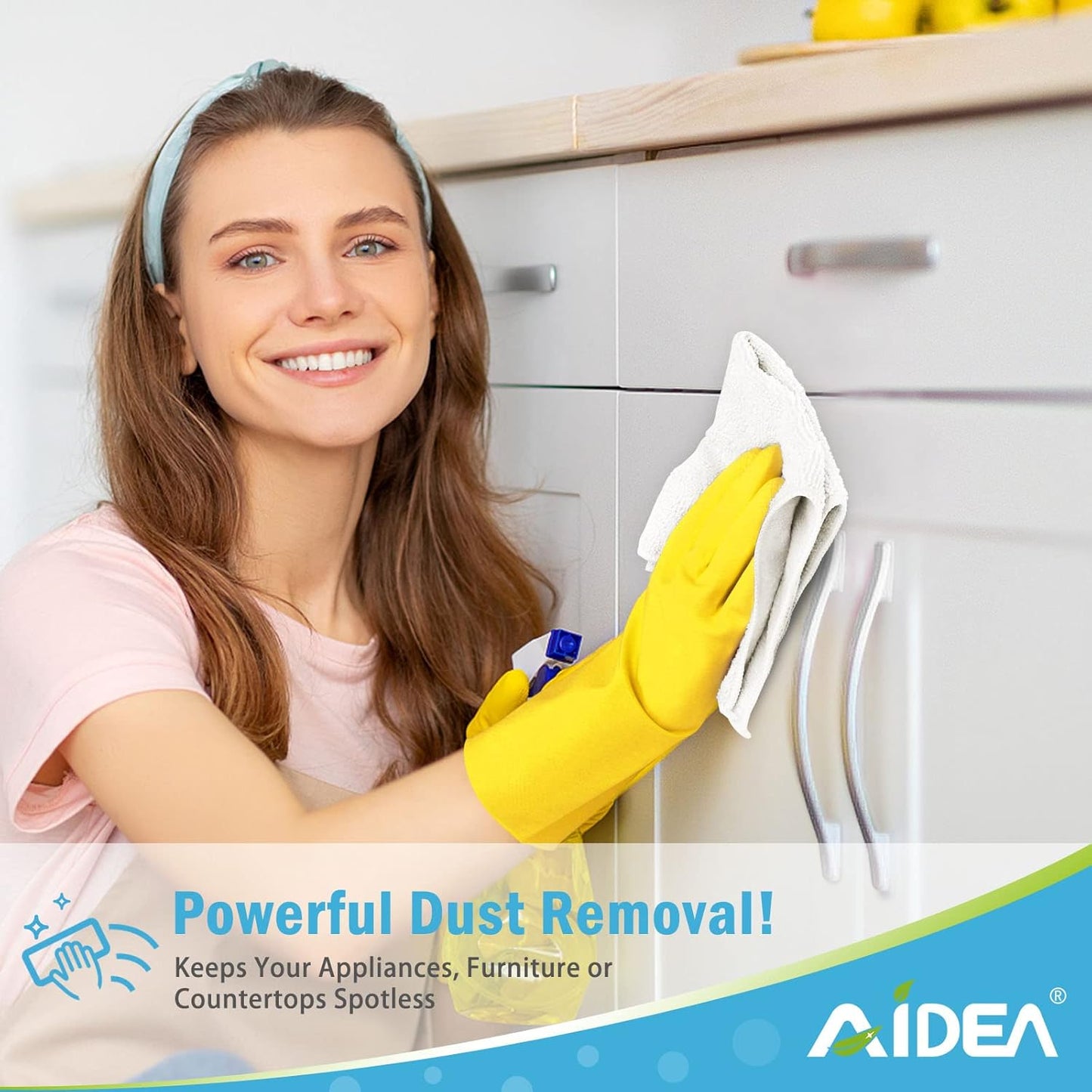 AIDEA White Microfiber Cleaning Cloth 24PK, Absorbent Cleaning Rags for Housekeeping, Lint Free, Scratch Free Wash Cloths, Microfiber Towels, Dish Towels White, Bar Rags, 11.5"x 11.5"