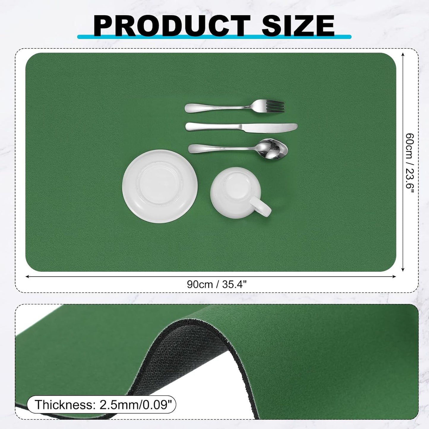 uxcell Silicone Mats for Kitchen Counter, 35.4" x 23.6" Non-Slip Countertop Protector Mat Heat Resistant Coffee Mat Waterproof Table Placemat, Dark Green