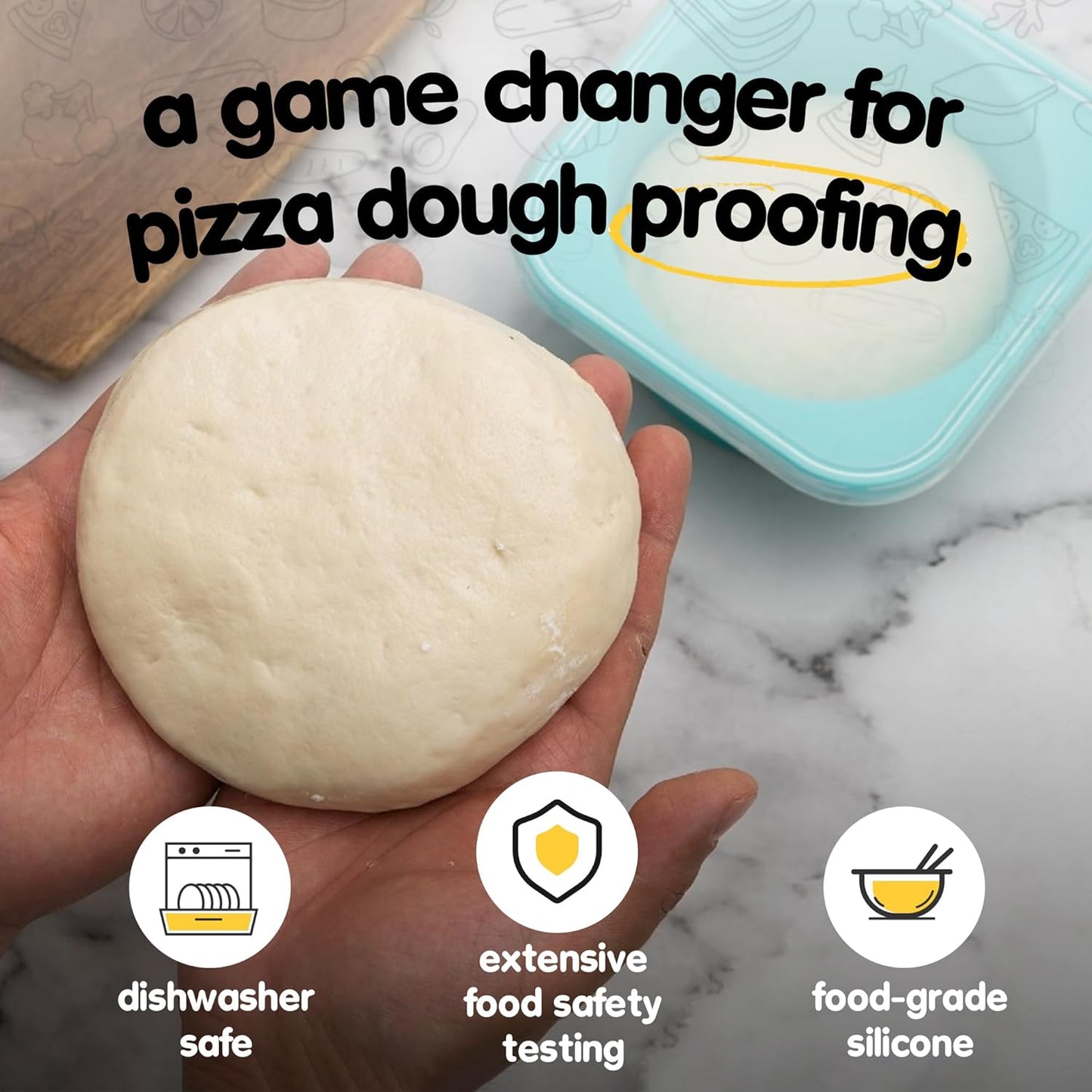 PLUS-Large 1000ml Pizza Dough Proofing Boxes for DIY Artisan Pizza, Food Grade Silicone Stackable Containers with Lids, Sturdy Reinforced Steel. Freezer, Fridge, Dishwasher Safe (3Green Plus)