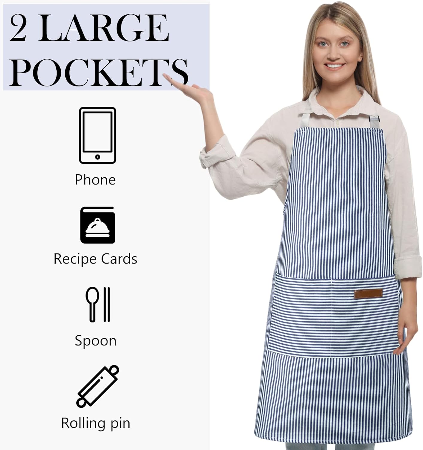 Handepo 4 Pcs Kitchen Cooking Aprons with Pockets Adjustable Waterproof Baking Apron for Women Men, Chef,BBQ, Christmas Gift