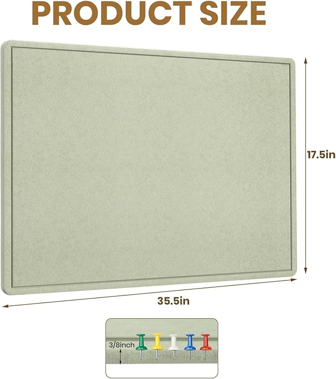 Bulletin Board - 35 x 17.5 inches Decorative Felt Pin Board - Cork Board - Image 3