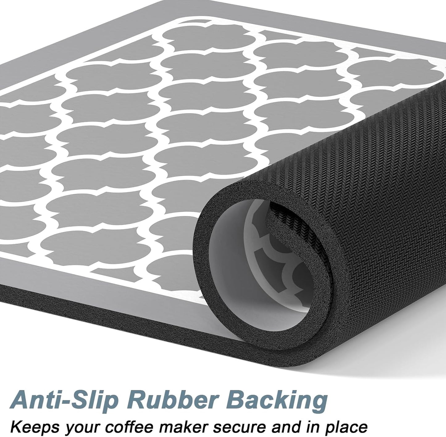 Rnivvi Coffee Mat, 12" x 19" Cute Coffee Bar Mats for Espresso Machine Station Accessories and Organizer, Hide Stain Rubber Backed Absorbent Dish Drying Pad for Kitchen Counter, Abstract Geometric