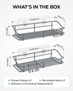 Nieifi Shower Caddy Shelf with Hooks Storage Rack Organizer Adhesive Stainless - Image 7