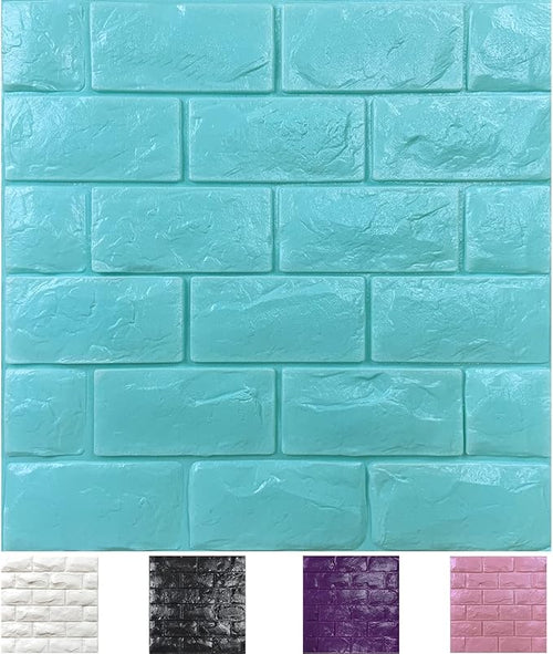 11PCS 3D Wall Panels Peel and Stick Faux Brick Wallpaper Blue Self Adhesive by Yutianli