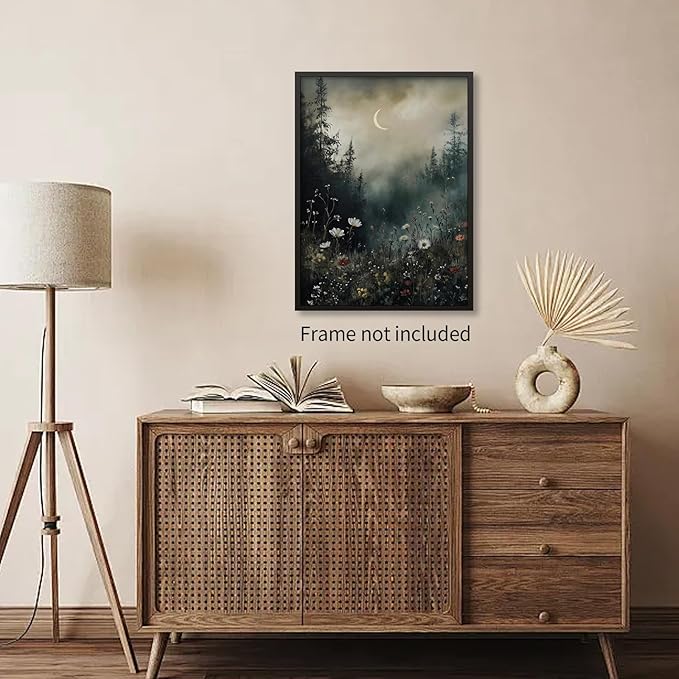 rumlud Dark Academia Flower Field Poster Vintage Moody Floral Wall Art Nature - Image 6