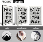 Do It For The Plot Quote Poster, Vintage Black White Newspaper Canvas Wall Art - Image 2