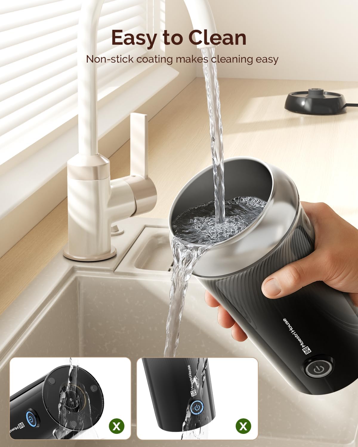 Maestri House Milk Frother, 3-in-1 Hot & Cold Mik Frothing Steamer, 8.12OZ/240ML Touch Control Foam Maker, Compact Space-saving Design for Latte, Cappuccino and Warm Milk