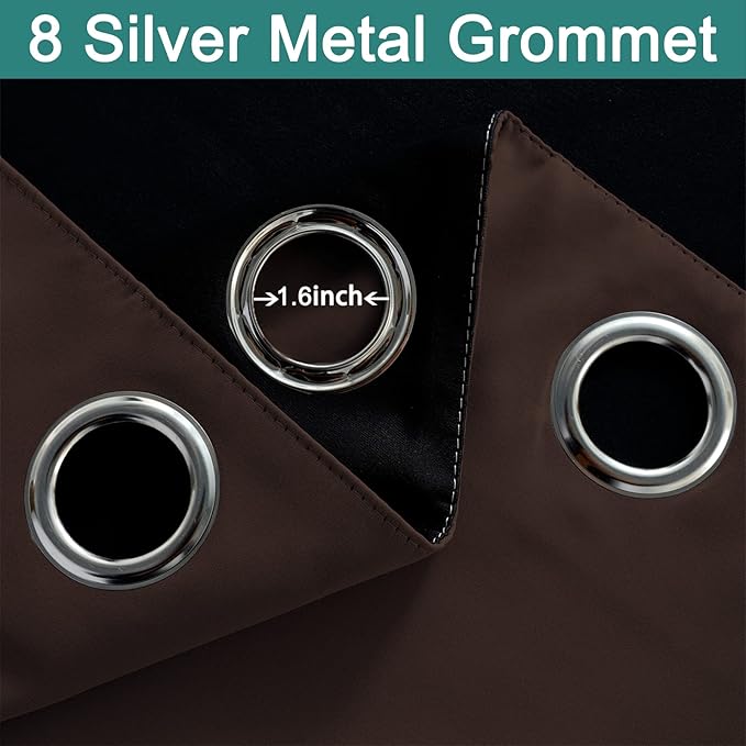 Yakamok Blackout Curtains 96 Inches Long, 2 Thick Layers Grommet Top Thermal - Image 5