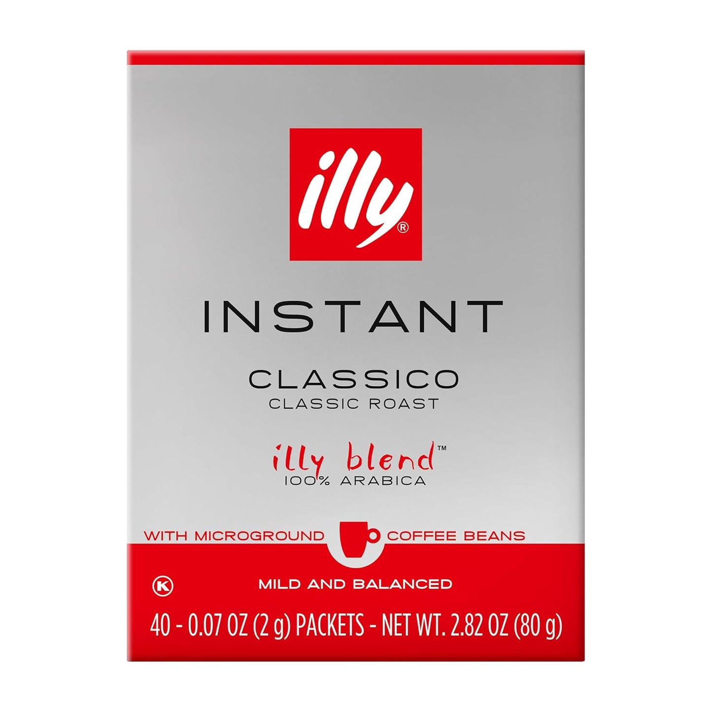 illy Instant Coffee Singles, Classico Medium Roast, Caramel & Orange Blossom Notes, 40 Single-Serve Packets (2g Each) - Premium Arabica Coffee