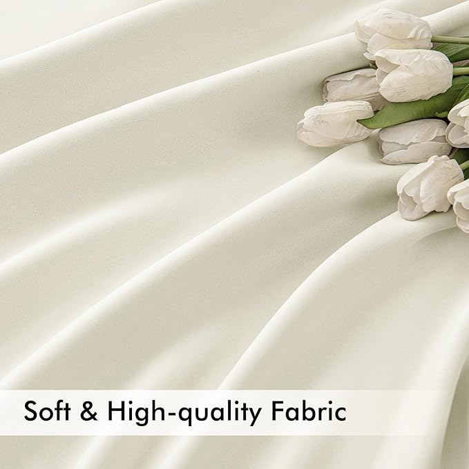 MIULEE Cream Back Tab Blackout Curtains 120 Inch Long 2 Panels Set - Image 6