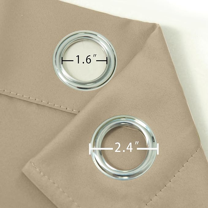 LEMOMO Blackout Curtains 66 x 54 Inch Long Beige Curtains Set of 2 Panels Room - Image 5