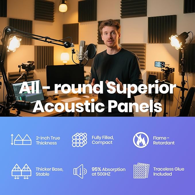 Focusound White Acoustic Panels 50 Pack 2"x12"x12" - Image 6