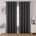 CUCRAF Dark Grey Blackout Curtains 96 inch Length 2 Panels Set, Rod Pocket Room by CUCRAF