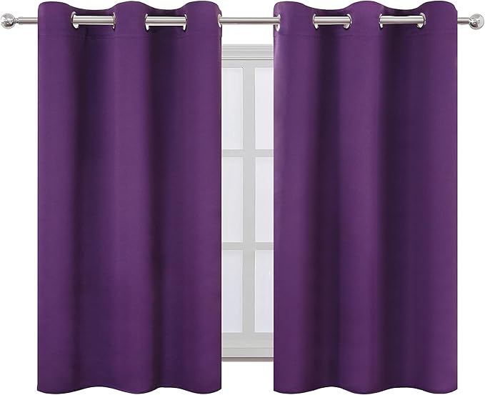 LEMOMO Purple Blackout Curtains 34 x 54 Inch Length/Set of 2 Curtain - Image 2
