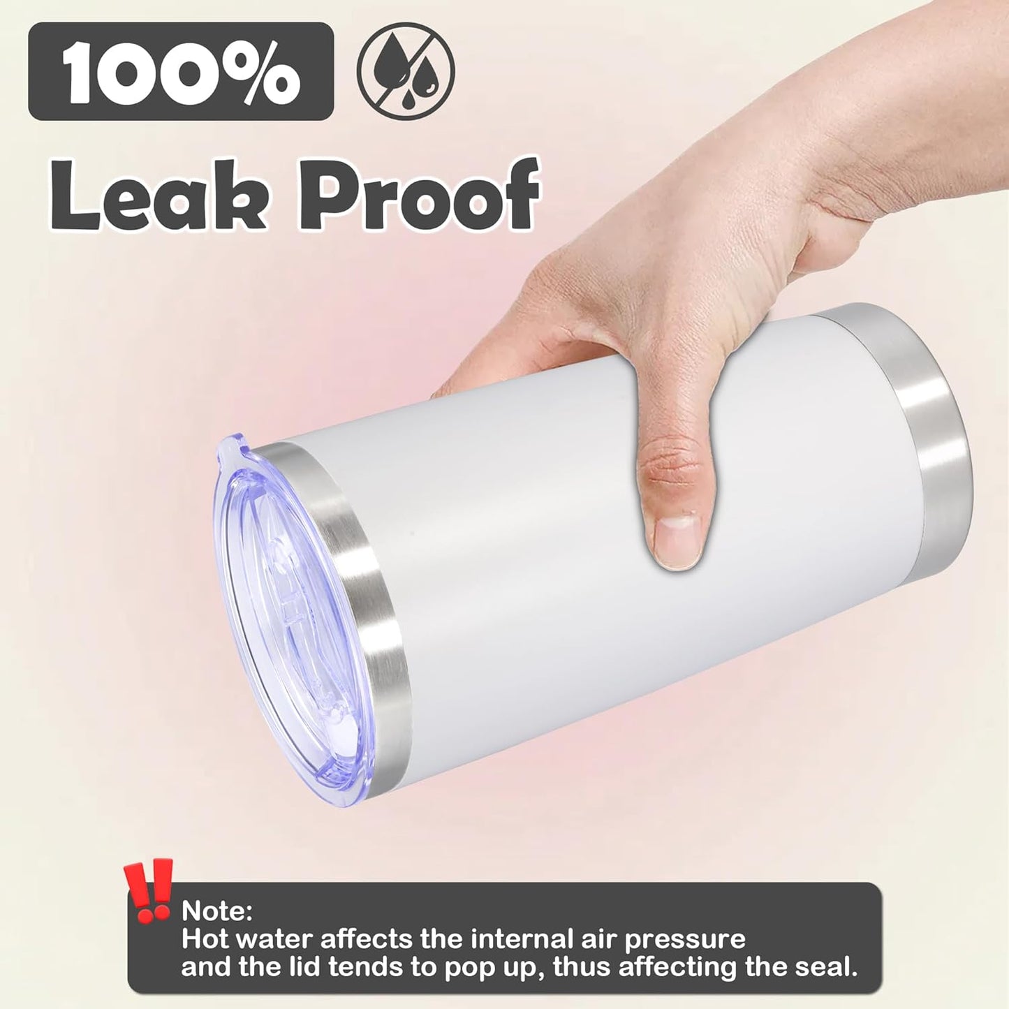 20oz Tumbler Stainless Steel Tumbler Cup with Lid Vacuum Insulated Double Wall Travel Mug, Durable Powder Coated Travel Coffee Tumbler Mug for Hot & Cold Drinks, White,4 Pack