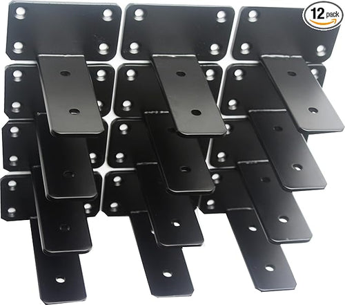 12 Pack - 4 inch Black Hidden L Shelf Bracket Iron Floating Shelf Brackets by MHMYDZ