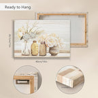 Farmhouse Floral Wall Art for bathroom, Flower Rustic Wood Board Canvas Wall - Image 8