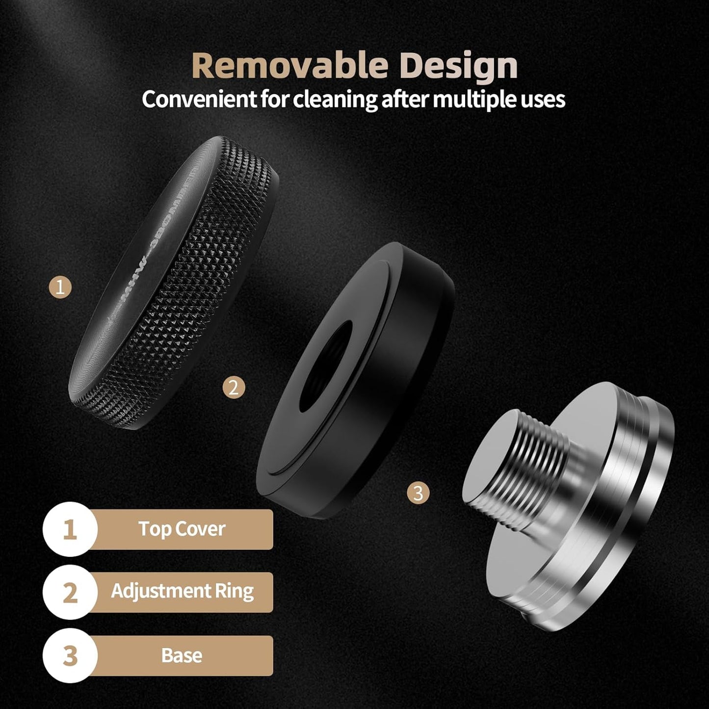 MHW-3BOMBER Espresso Distribution Tool 51mm, Espresso Distributor fit 51mm Portafilter, Depth Adjustable Coffee Distributor, 4-oar SUS304 Base, CD Espresso Leveler,T5251L4-OS