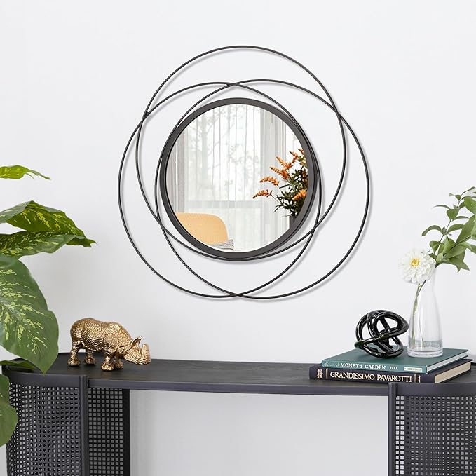 Black Circle Mirror Wall Decorative Metal Wall Mirror, Art Small Round Wall - Image 2