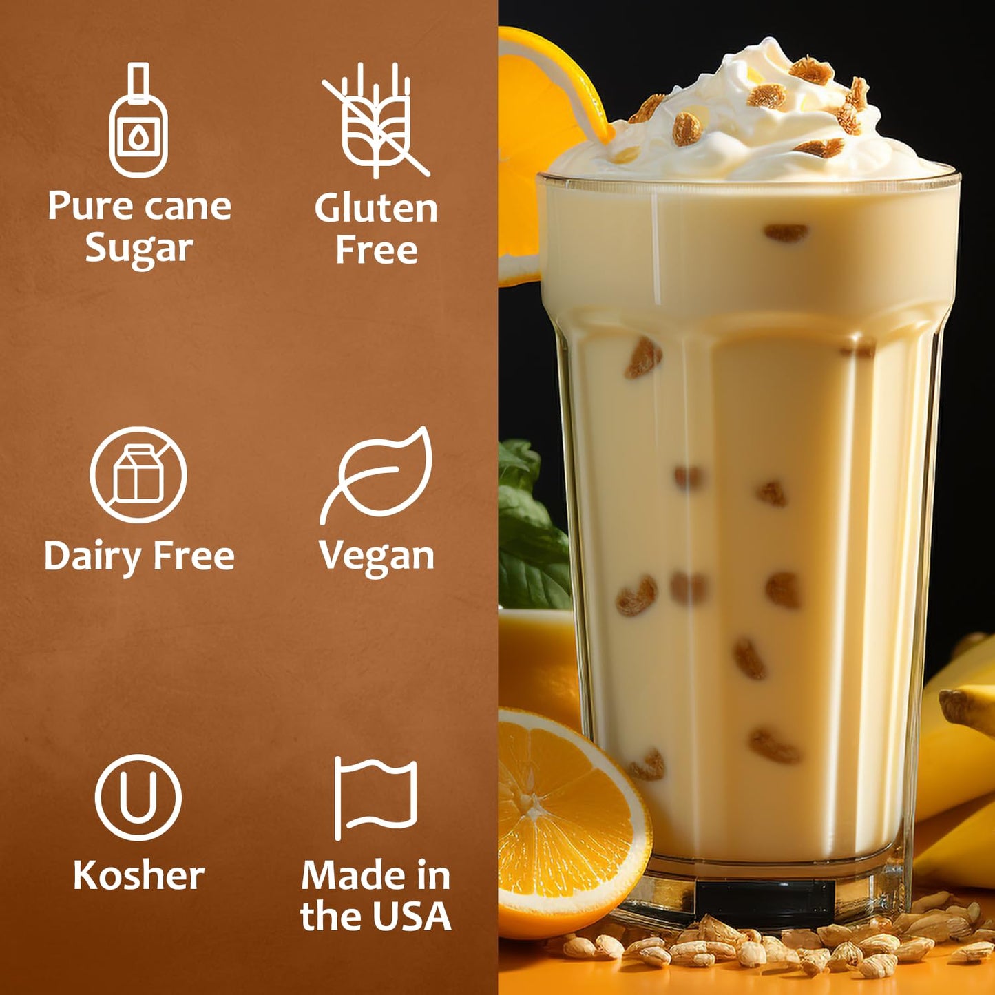 Syruvia Banana Flavored Syrup - 25.4 fl oz - Kosher Flavored Syrups, Gluten Free, No Coloring, Perfect for Drinks, Soda, Shakes, Cocktails, Desserts, and More.