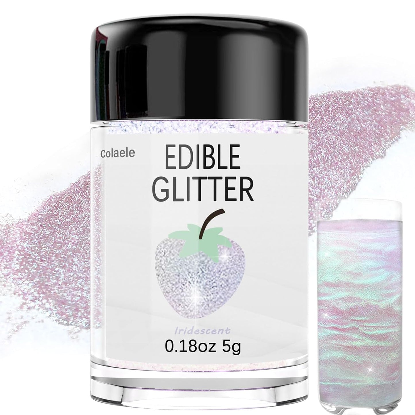 Iridescent Edible Glitter for Drinks - 5 Grams Prism Powder Cocktail Drink Glitter Food Grade Luster Shimmering Dust Vegan Metallic Food Coloring Sprinkle for Cake Decorating, Chocolates, Fondant Pops