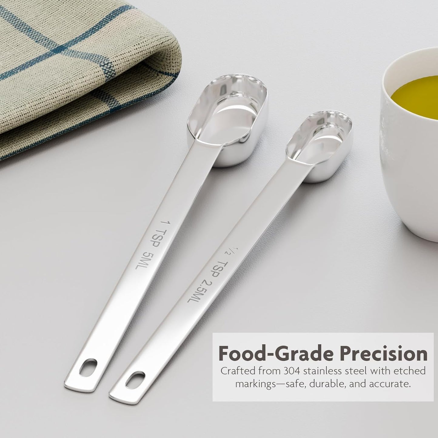 2g (1tsp|5ml) Matcha Scoop, Stainless Steel Slender Measuring Spoon for Matcha Tea Powder