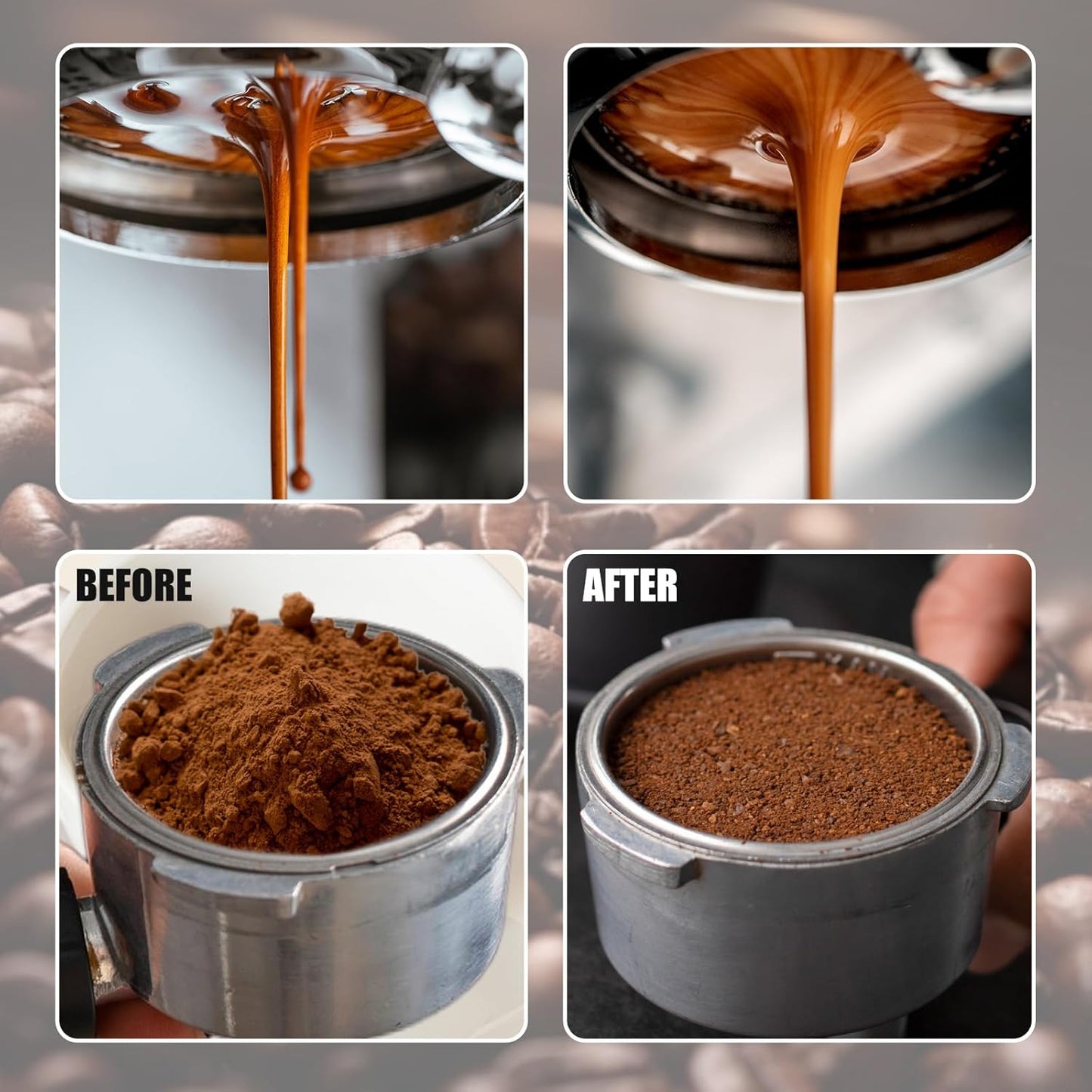 Espresso Coffee Stirrer 6 Needles, Espresso Distribution Tool with Natural Wood Handle and Base, Stainless Steel Latte Art Pen Barista Tools Espresso Accessories Kit for Home Cafe