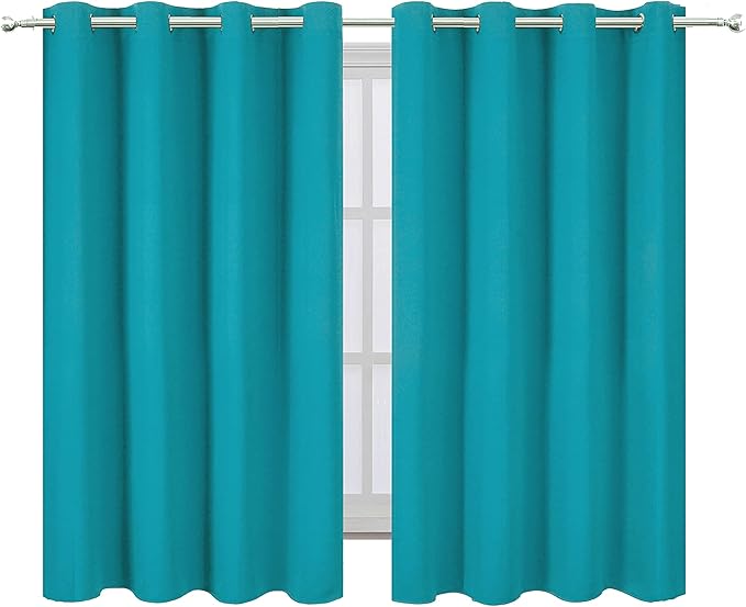 LEMOMO Teal Thermal Blackout Curtains/52 x 54 Inch/Set of 2 Panels Room - Image 2