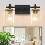 2-Lights Black and Gold Bathroom Light Over Mirror by Spiglamm