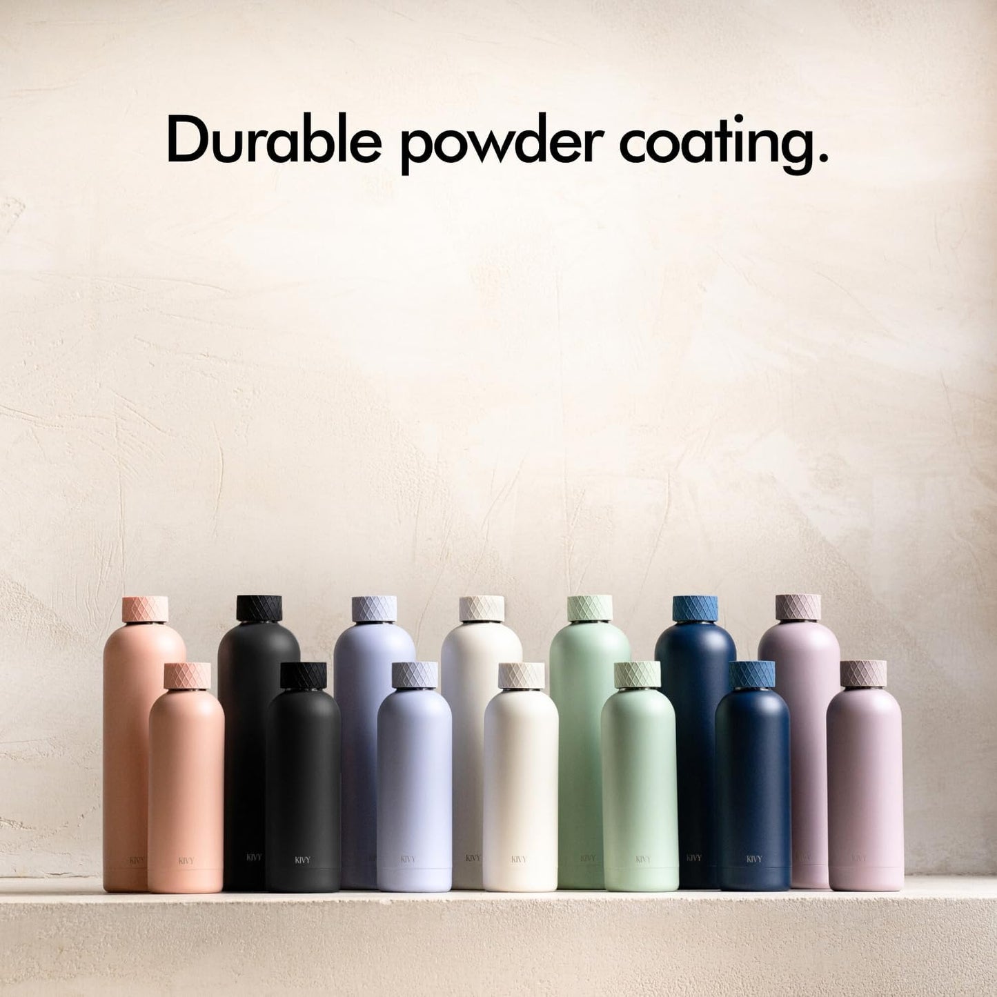 KIVY Stainless Steel Insulated Water Bottle 32oz | Slim Water Bottle for Travel, Car, Gym, Cupholder, Backpack side pocket - Slim water bottle no straw - Skinny water bottle screw top