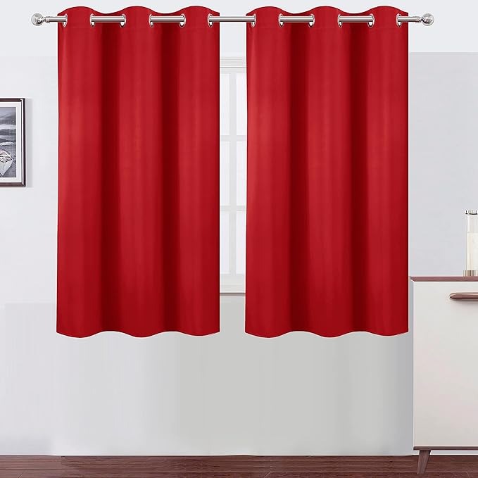 LEMOMO Blackout Curtains 38 x 54 inch/Bright Red Curtains Set of 2 by Lemomo