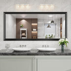 Amorho Bathroom Mirror Black, 72X32 Inch Thick Metal Framed Wall Mirrors - Image 8