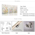 Bwodke Wildflower Wall Art Watercolor Botanical Floral Colorful Canvas Prints - Image 3
