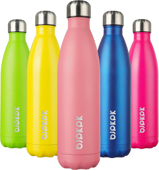 BJPKPK 25oz Insulated Stainless Steel Water Bottle for Travel Keep Cold and Hot, Light Pink