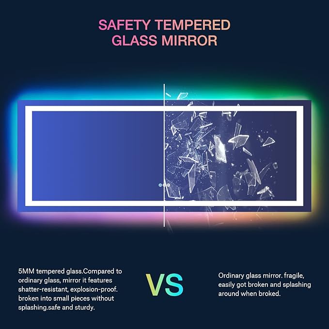 LOAAO 84X32 Inch RGB LED Bathroom Mirror - Image 7
