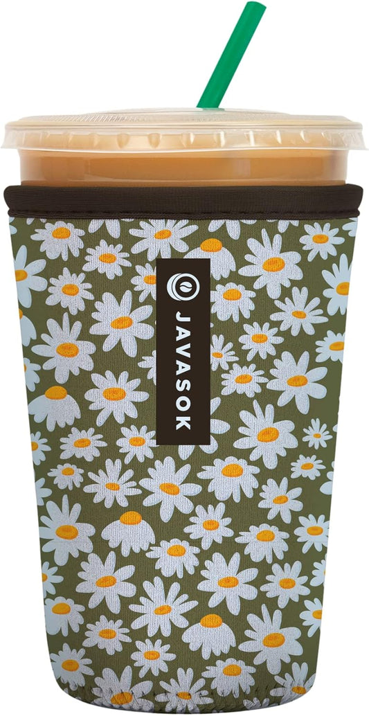 Sok It JavaSok Iced Coffee & Cold Soda Insulated Neoprene Cup Sleeve (Chamomile China, Medium: 22-28oz)