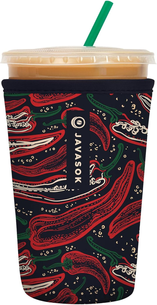 Sok It JavaSok Iced Coffee & Cold Soda Insulated Neoprene Cup Sleeve (Hot Stuff, Medium: 22-28oz)