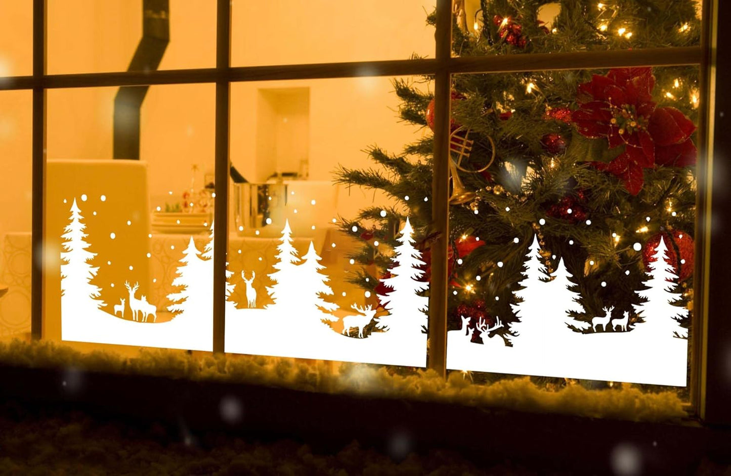 Christmas Stencils for Window Glass Large Christmas Stencil Forest Deer Stencil for Doormat Winter Scene Holiday Drawing Templates for Painting on Wall Canvas Paper Doormat