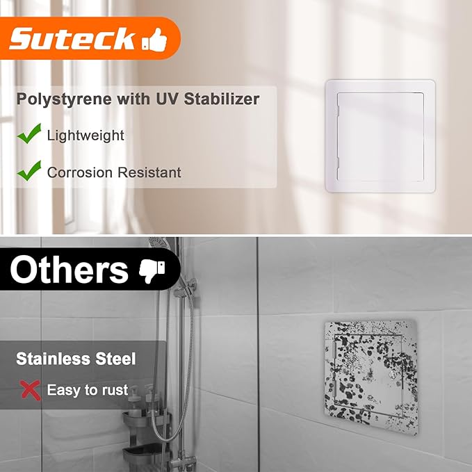 Suteck Plastic Access Panel for Drywall Ceiling 8 x 8 Inch Reinforced Plumbing - Image 3