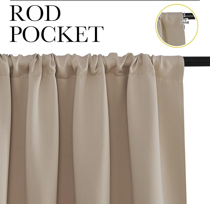 NICETOWN Kitchen Curtains, Short Blackout Drapes, 34 in x 45 in, Thermal - Image 2
