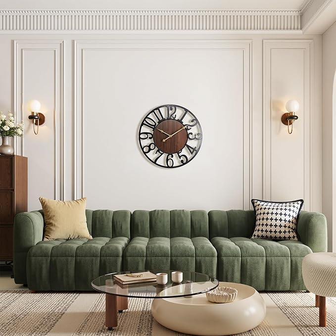 Vantic 24 Inch Large Wall Clock, Arabic Numeral Wood Oversized Wall Clocks - Image 3