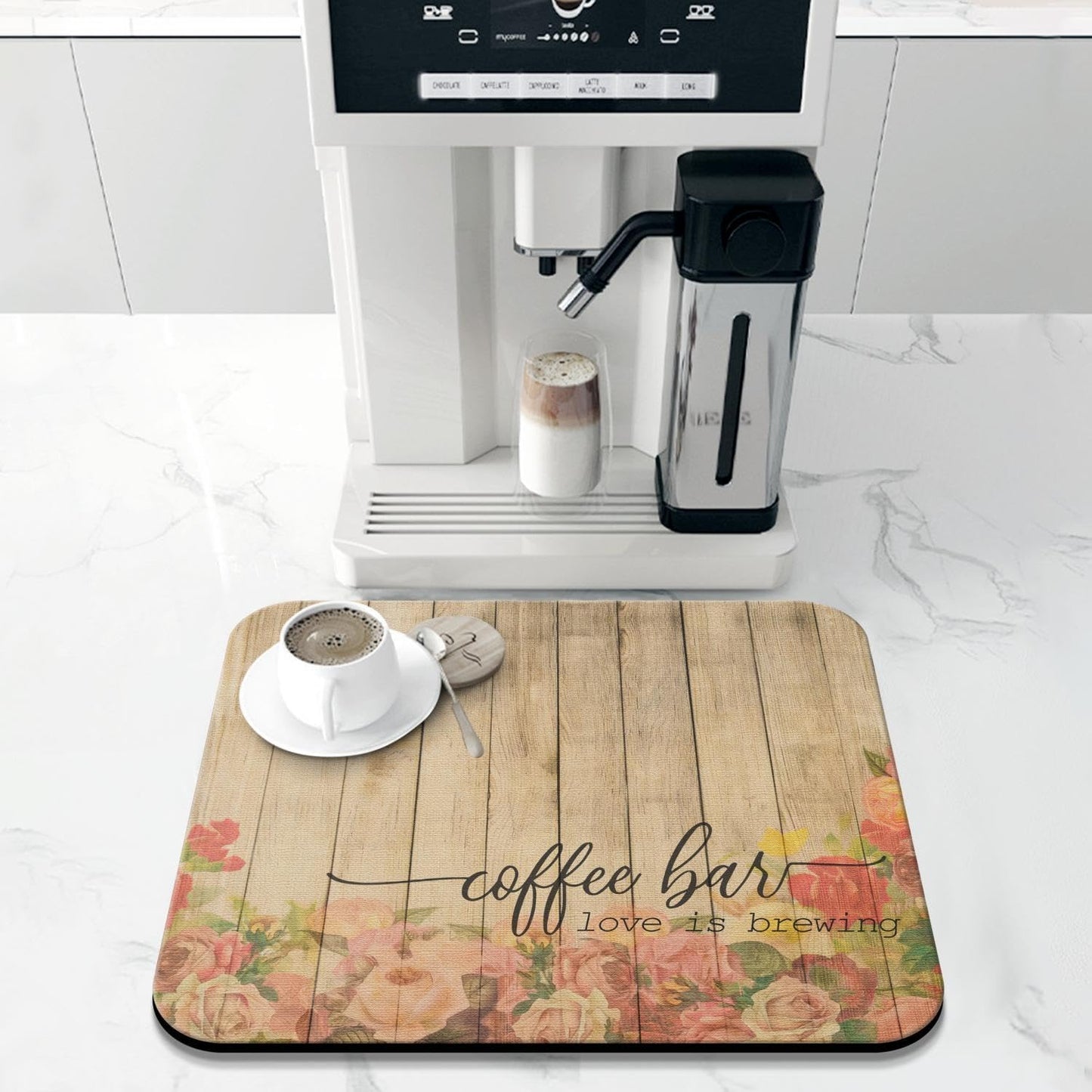 Dish Drying Mat for Kitchen Counter 16x18in Coffee Bar Washable Quick Dish Drying Pad Rubber Backed Absorbent Draining Mat