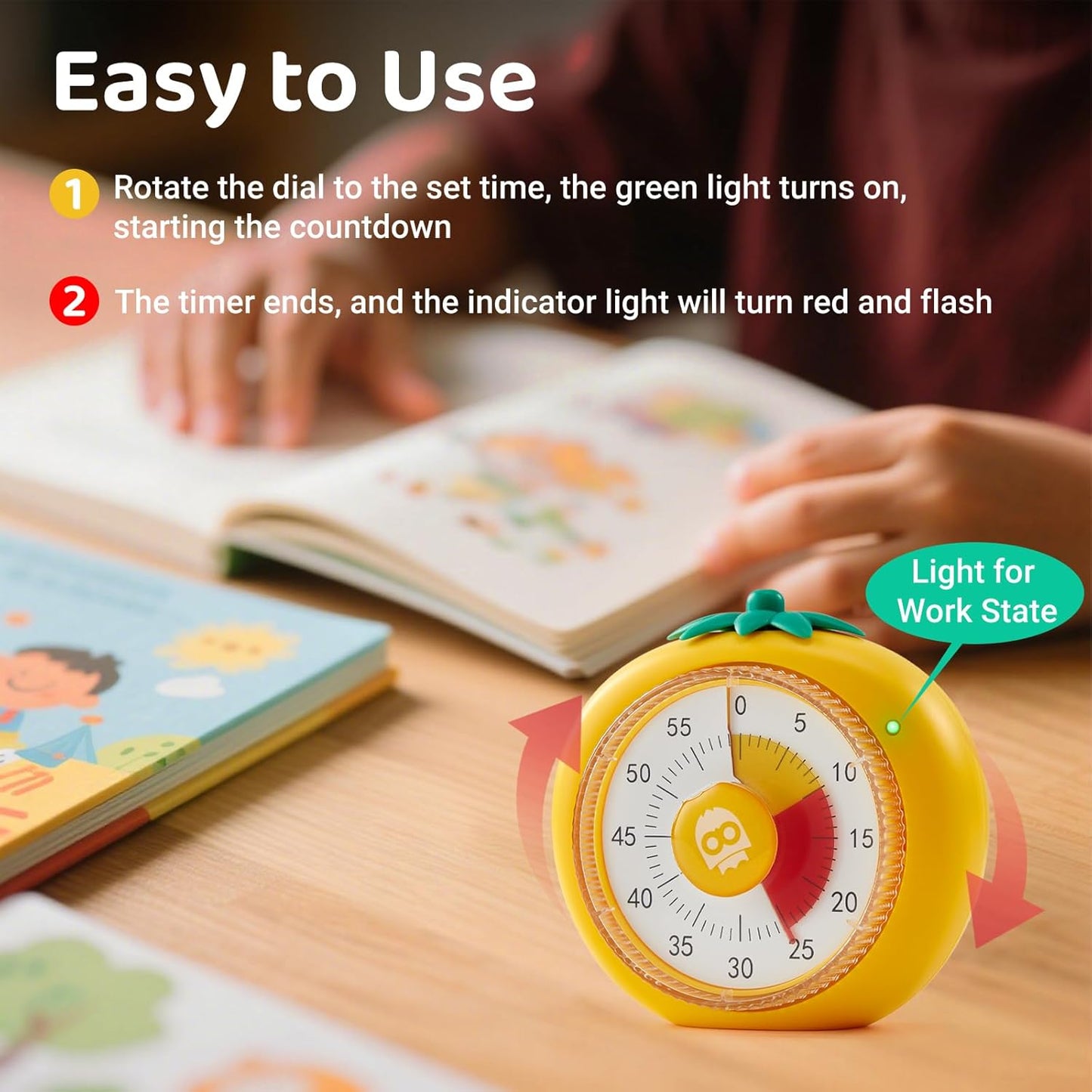 Kids Timer, 60-Min Visual Timer for Kids, Pomodoro Timers for Work, Cooking, Study, School - Magnetic Timers for Classroom Countdown Stopwatch, Perfect Time Management Tools