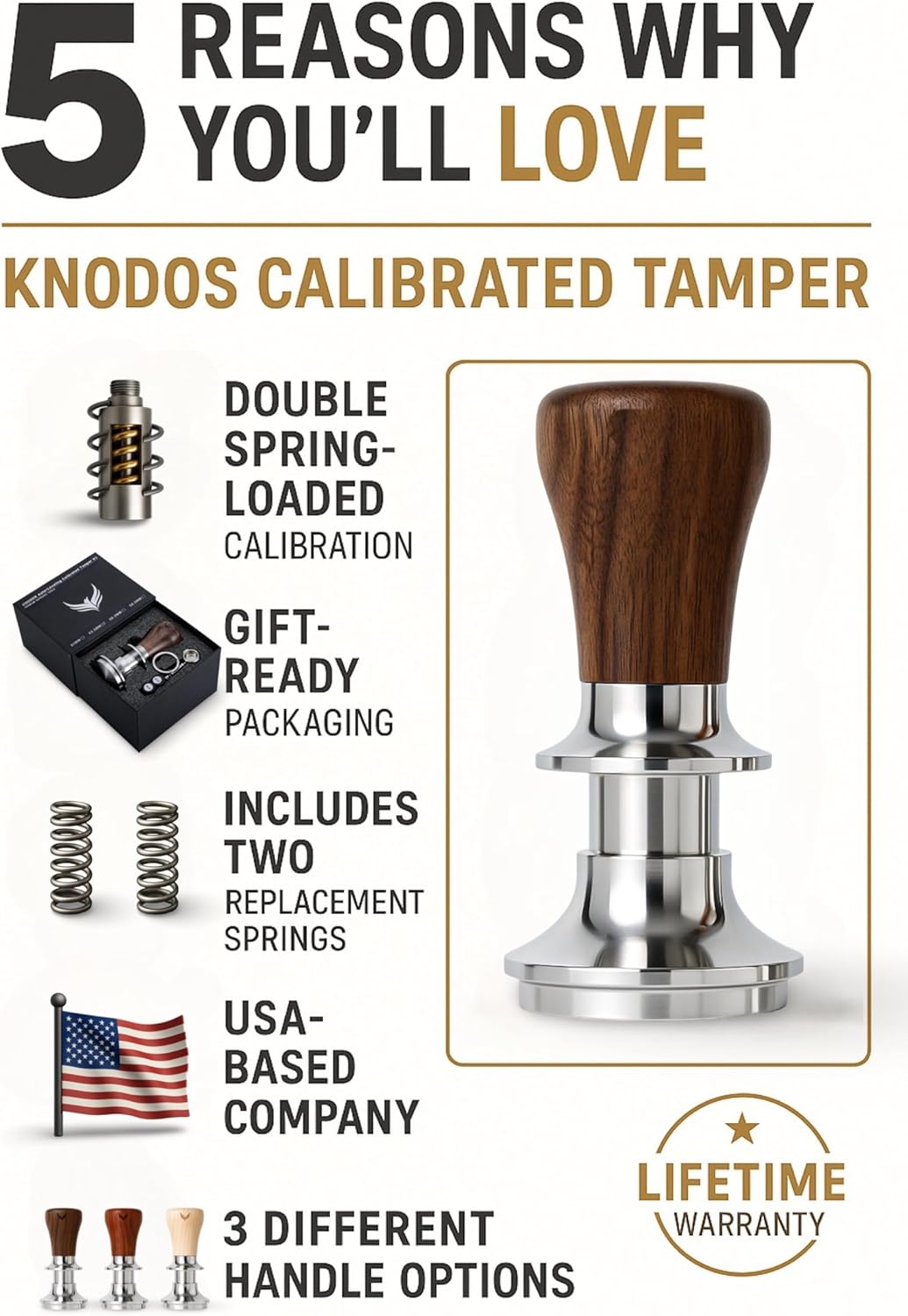 57mm Tamper Walnut Calibrated Espresso Tamper Compatible With Lelit Anna, Grace, Anita, Ascaso Dream, Arc, Basic, La Pavoni Domus Bar, Club, 57 mm Portafilter Espresso Machines