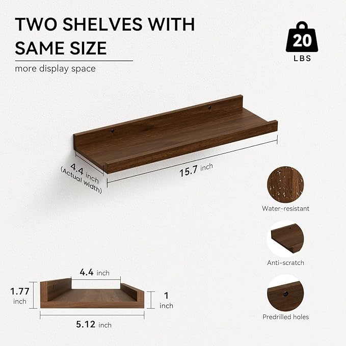 Boswillon Floating Shelves Set of 2, Farmhouse Wall Shelves - Image 3